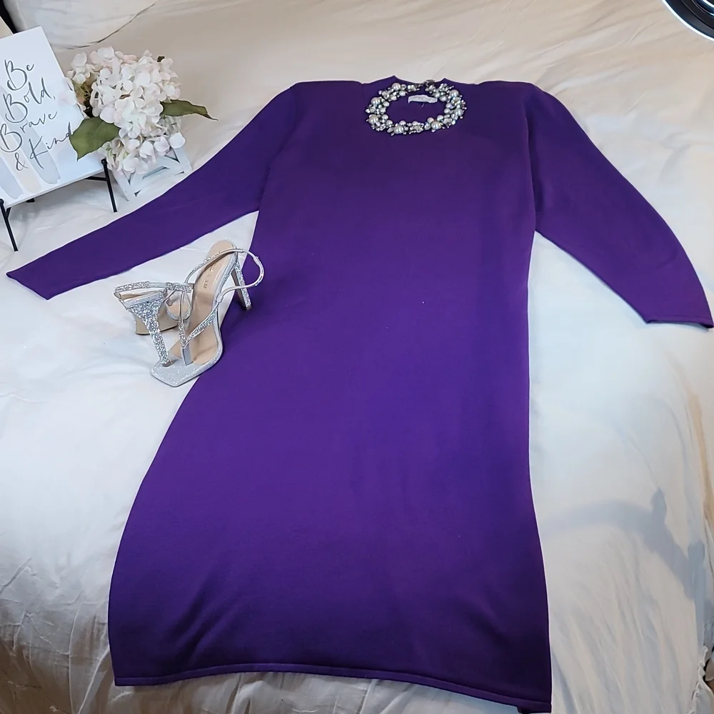 Sergio Hudson Sweater Purple Dress, Various Sizes-NWT - Picture 1 of 11